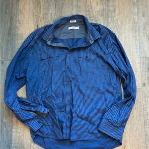 Calvin Klein Blue Checkered Casual Button Down Shirt